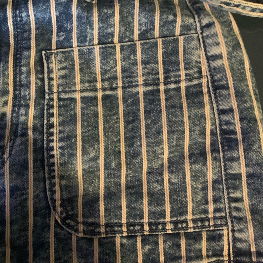 Striped Blue Denim Women Shorts American Eagle 00 24w New With Tags - Picture 7 of 7